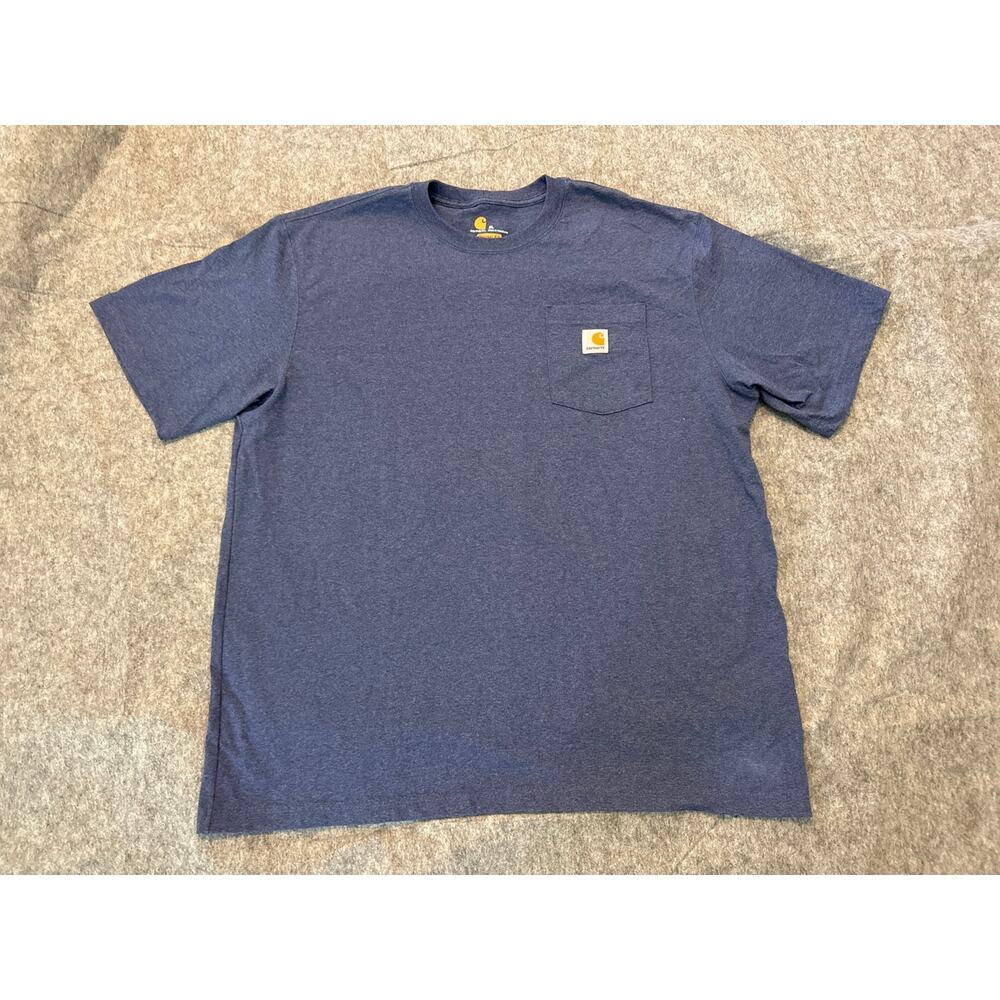 Vintage Carhartt Shirt XL Blue Short Sleeve Men's Pocket Tee Workwear